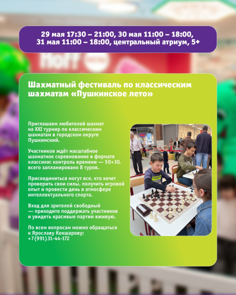 Шахматный фестиваль по классическим шахматам «Пушкинское лето»