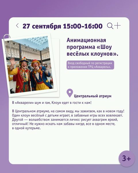 Анимационная программа «Шоу весёлых клоунов»