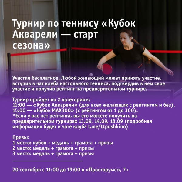 Турнир по теннису «Кубок Акварели — старт сезона»